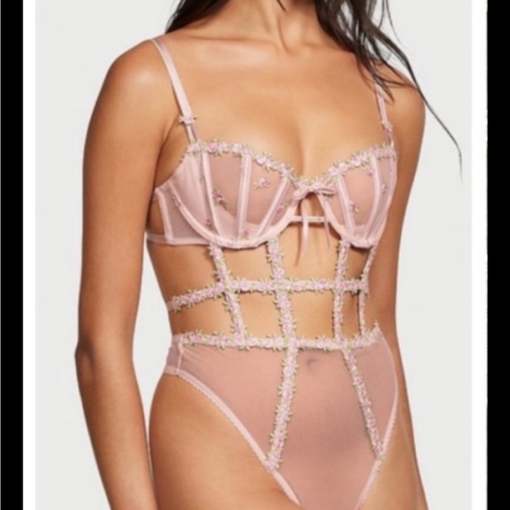 Victoria’s Secret wicked unlined rosebud embroidery teddy NWT